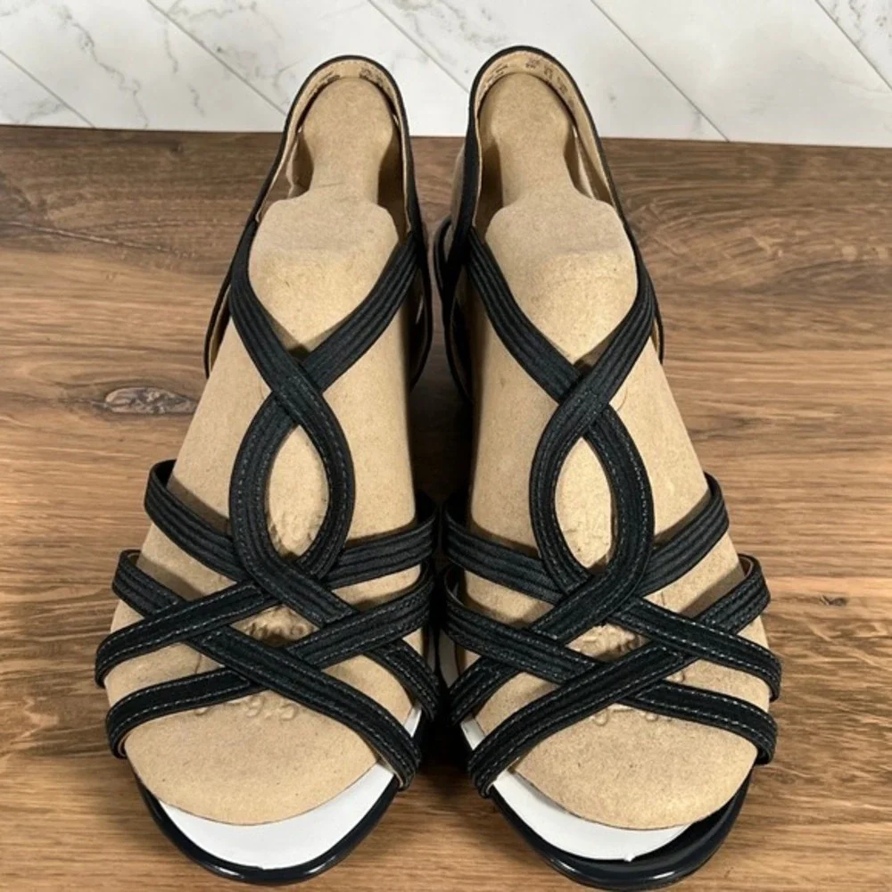 9W 9 WIDE WIDTH Lifestride Womens Yaya Dark Navy Blue‎ Low Wedges Sandals Shoes
